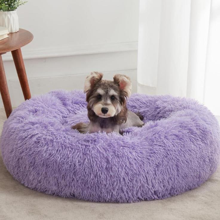 Donut Calming Dog Warm Cozy Fluffy Pet Bed for Dogs 